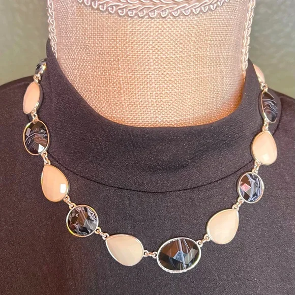 Vintage Black & White Glass Bead Adjustable Length Boho Necklace - Picture 7 of 9